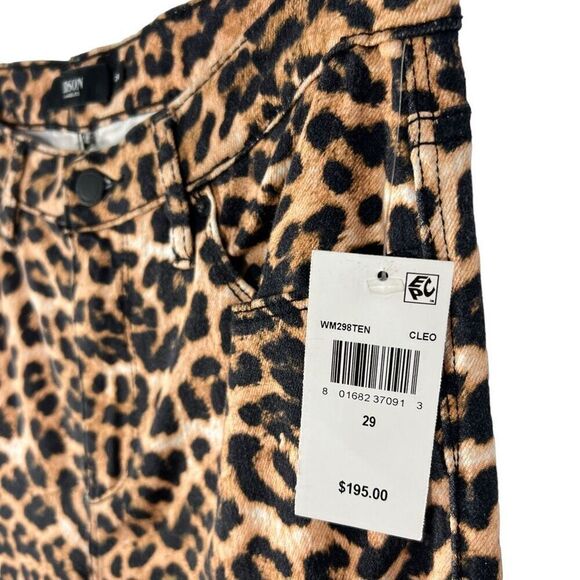 Hudson NWT Women's Nico Mid-Rise Cigarette Leopard Tan Black Straight Pants 29 - Picture 7 of 13